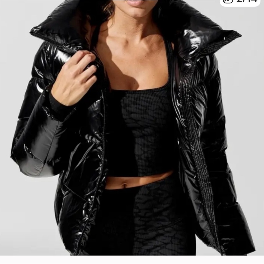 Carbon38 Shiny Black Takara Shine Puffer Jacket Medium - Picture 1 of 15